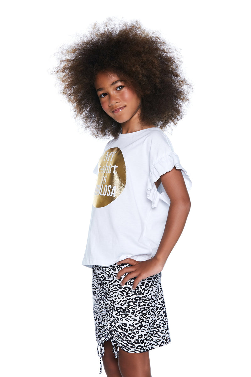 T-shirt CAGNAMENA mezza manica gale con stampa lamina