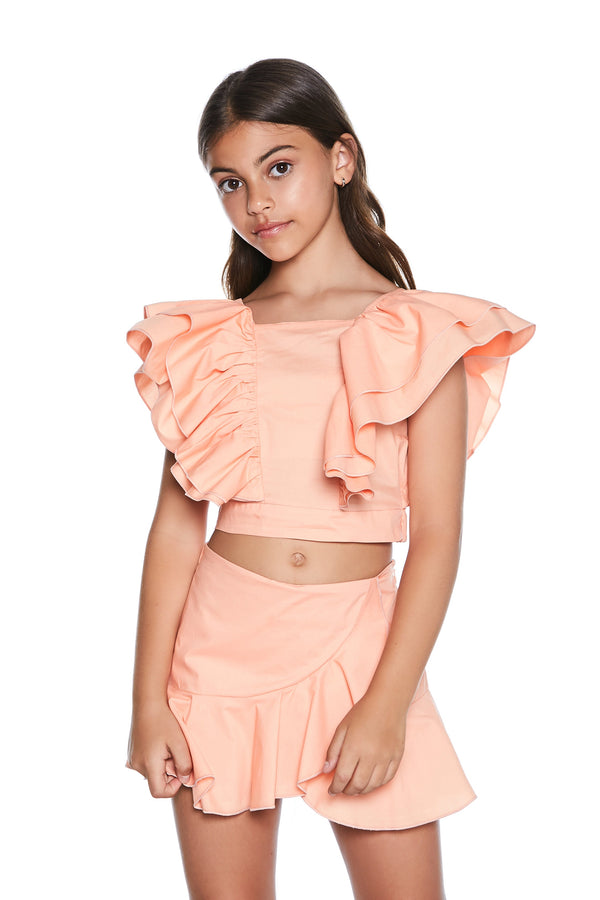 Blusa VANY mezza manica volant corta con fiocco dietro