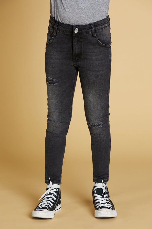 Panta WEZEN 1 bott.5ts.skinny fit con strappi denim black