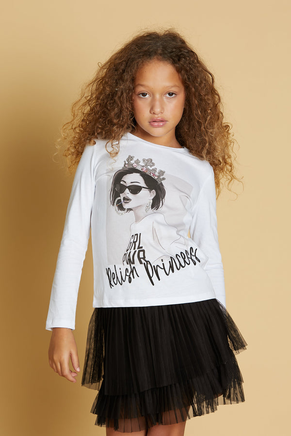 T-shirt AQUARIUS con stampa relish princess più corona cabochon più strass