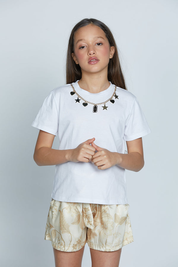 T-shirt MAEKO mezza manica collana pendenti