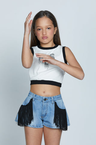 Crop-top HOYA con scritta rlsh strass