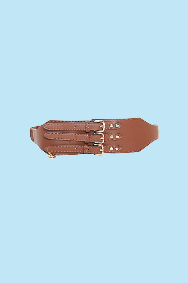 Cintura MITSUMI asimmetrica con elastico più cinturini ecopelle