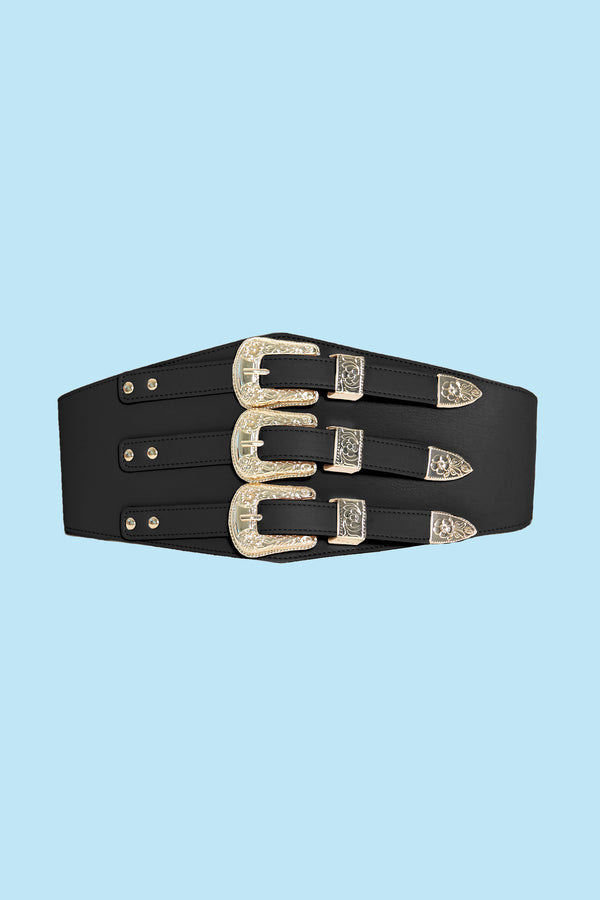 Cintura MUTSUMI alta asimmetrica con elastico più fibbia più cinturino